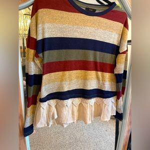 Women’s striped laced bottom blouse